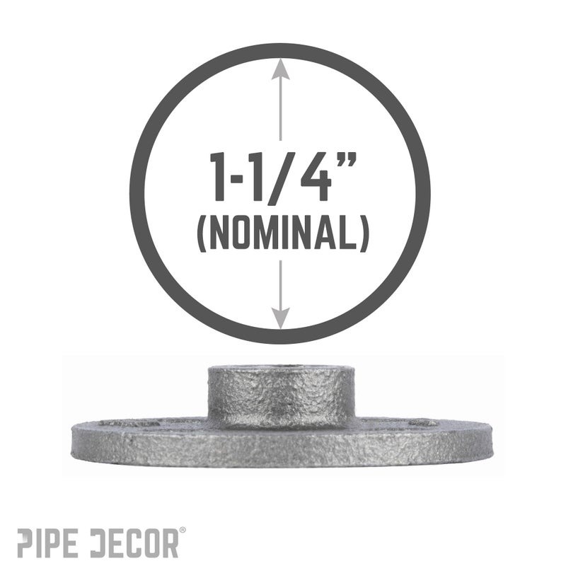 PIPE DECOR 1-1/4" Malleable Iron Floor Flange 4 Pack, Industrial Steel Grey Fits Standard 1.25 Inch Threaded Black Pipes and Fittings, Vintage DIY Table, Four Real Heavy Duty Plumbing Flanges - Image 4